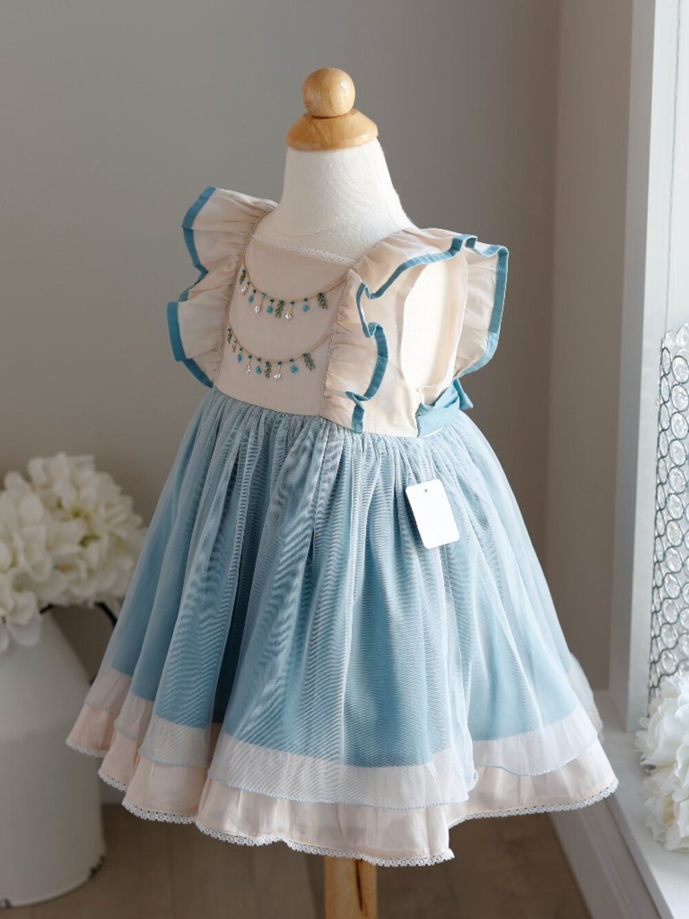 Well Dressed Wolf "Oh Holy Night" Dress Teal Khaki Cream Size 2T Like New - Picture 3 of 8